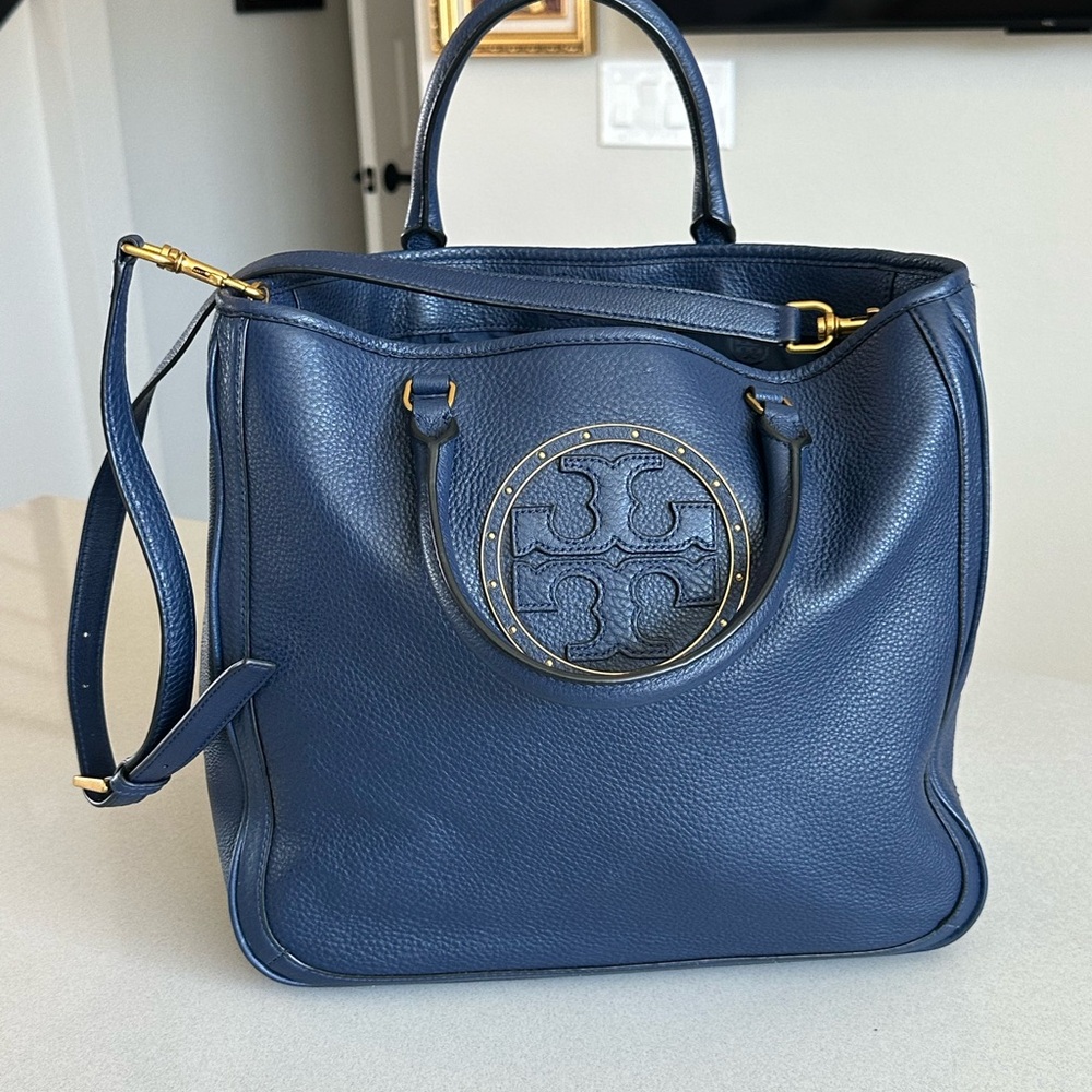 Blue leather Tory Burch tote bag